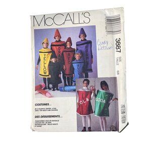 80S McCalls 3887 Costume Sewing Pattern Size 6/8 Children Crayons Soda Can UNCUT